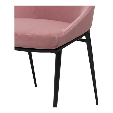 Set of Two Pink and Black Velvet Dining Side Chairs