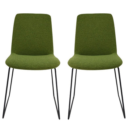 Set of Two Green and Black Velvet Dining Side Chairs
