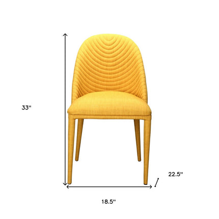 Set of Two Yellow Fabric Dining Side Chairs