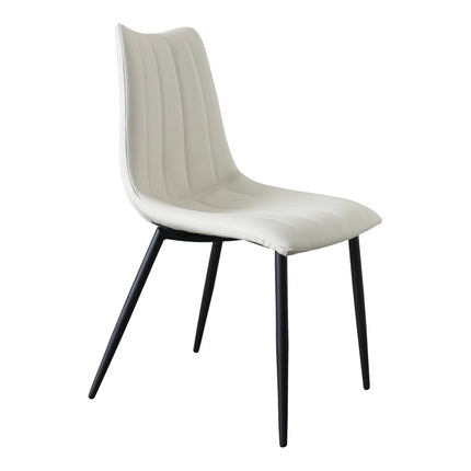 Set of Two White and Black Faux Leather Dining Side Chairs