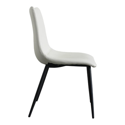 Set of Two White and Black Faux Leather Dining Side Chairs