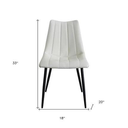 Set of Two White and Black Faux Leather Dining Side Chairs