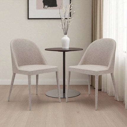 Set of Two Light Gray Fabric Dining Side Chairs
