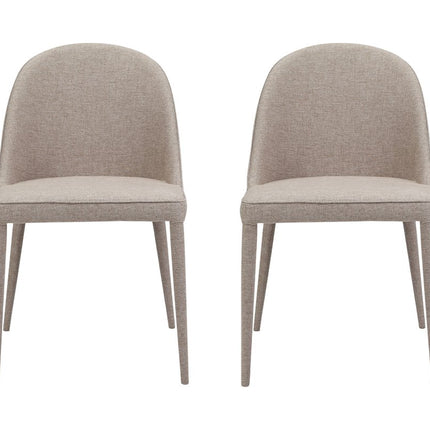 Set of Two Light Gray Fabric Dining Side Chairs