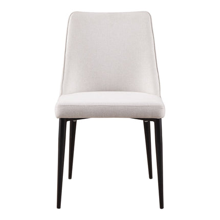 Set of Two White and Black Fabric Dining Side Chairs