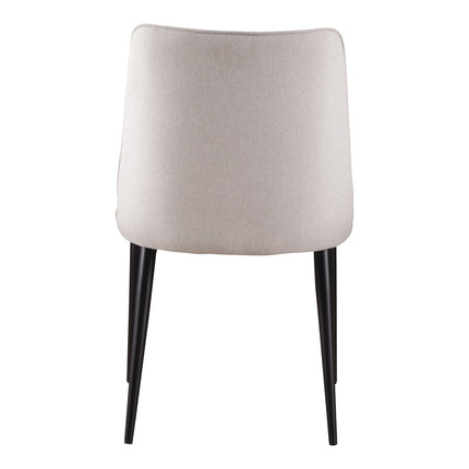 Set of Two White and Black Fabric Dining Side Chairs