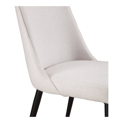 Set of Two White and Black Fabric Dining Side Chairs