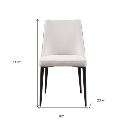Set of Two White and Black Fabric Dining Side Chairs