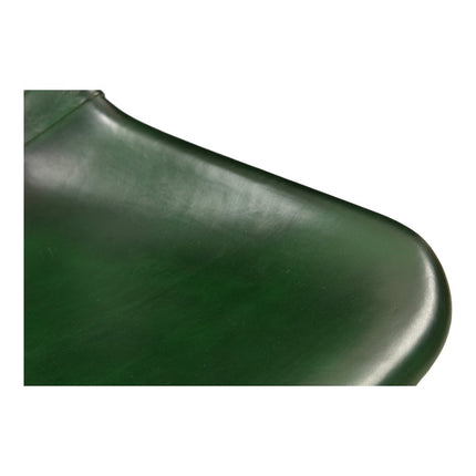 Set of Two Green and Gold Leather Dining Side Chairs