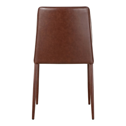 Set of Two Maroon Faux Leather Dining Side Chairs