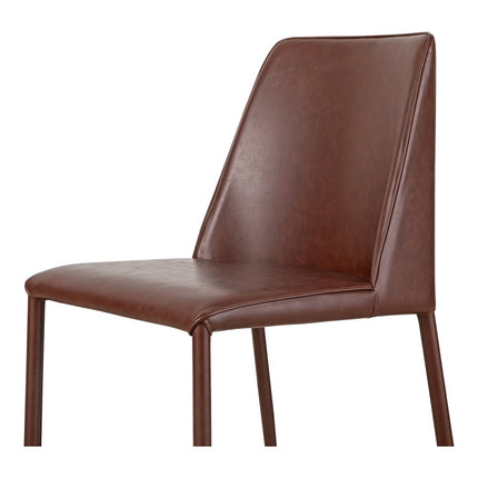 Set of Two Maroon Faux Leather Dining Side Chairs