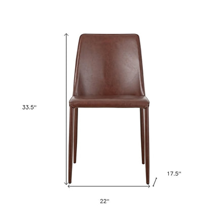 Set of Two Maroon Faux Leather Dining Side Chairs