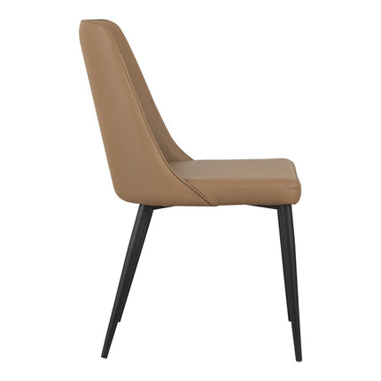 Set of Two Tan and Black Faux Leather Dining Side Chairs
