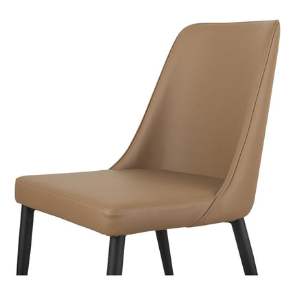 Set of Two Tan and Black Faux Leather Dining Side Chairs