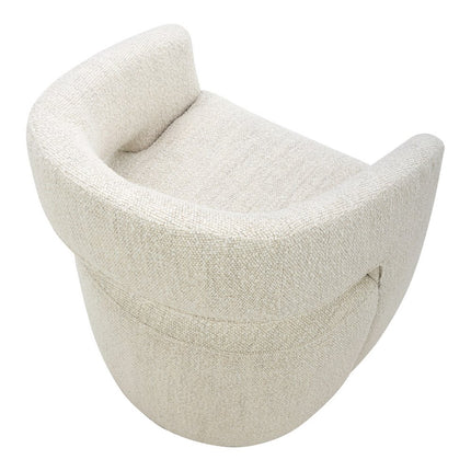 White Fabric Open Back Swivel Dining Arm Chair
