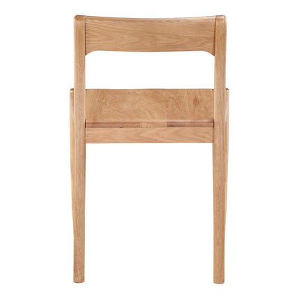 Set of Two Natural Solid Wood Open Back Dining Side Chairs