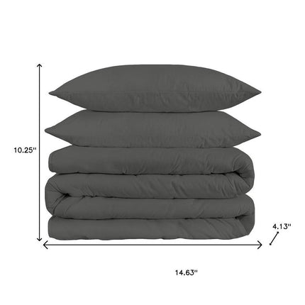 Gray King Cotton Blend 1500 Thread Count Washable Duvet Cover Set