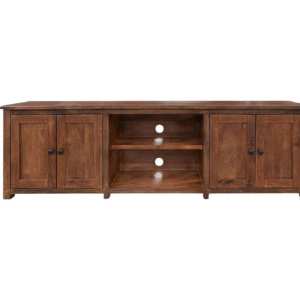 93" Brown Solid Wood Cabinet Enclosed Storage Distressed TV Stand