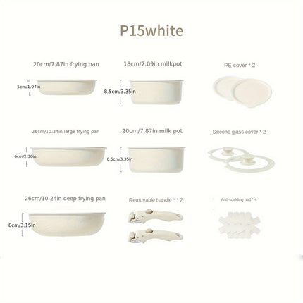 Cookware Set with Detachable Handle, Aluminum Alloy Kitchen Pots and Pans Set for Induction,