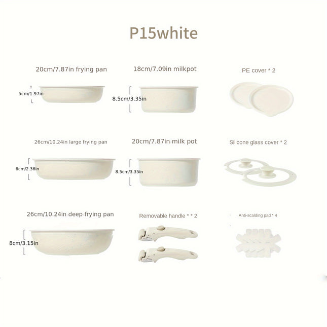 Cookware Set with Detachable Handle, Aluminum Alloy Kitchen Pots and Pans Set for Induction,