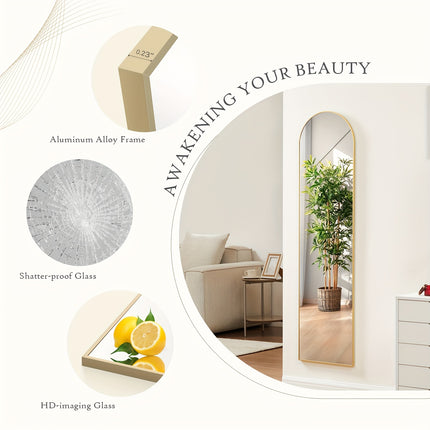 Aluminum Alloy Thin Frame Full-Length Mirror Body Mirror for Floor or Wall Hanging