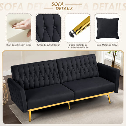 Sofa Bed Featuring Adjustable Arm And Back Rests, a Cozy Futon Loveseat with a Button-Tufted Style,
