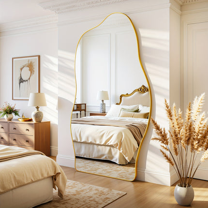 Full-Length Mirror with Stand - Adjustable Standing Floor Mirror with Large Pane,
