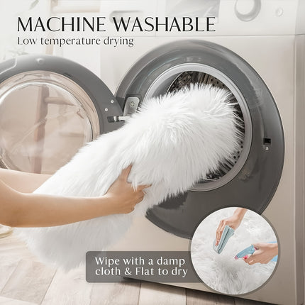 Soft and Fluffy Sheepskin Carpet - Non-slip Artificial Fur Carpet for Bedroom, Living Room and Game Room