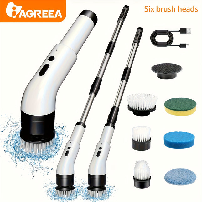 Electric Rotary Scrubber with 3 Adjustable Speeds, Cordless Electric Rotary Cleaning Brush