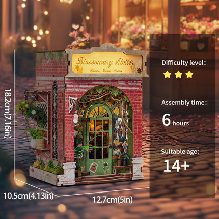 Cottage Flower Language Shop 3D Handmade Assembly Bookend Model Building Toy
