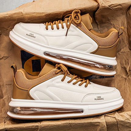 Men's Low-Top Sneakers - PU Upper & Rubber Sole, All-Season Lace-Up Casual Shoes