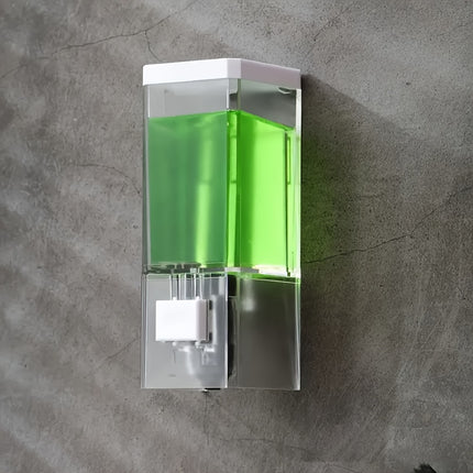 JUEMEL 1pc Home Transparent Wall-mounted Manual Soap Dispenser, Without Drilling and Power Supply