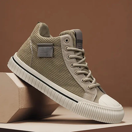 Men's All-Season Thick-Soled Sneakers - Korean Style Mid-Top Chunky Cushioned PVC Sole,