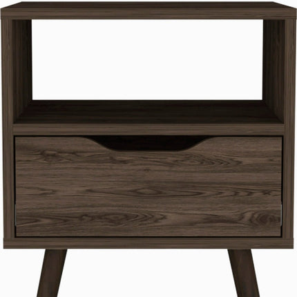 25" Brown Wood One Drawer Nightstand