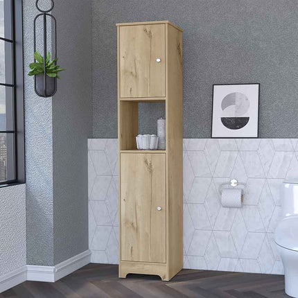 68" Light Brown Wood Accent Cabinet With Two Doors