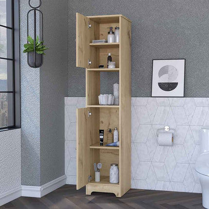 68" Light Brown Wood Accent Cabinet With Two Doors