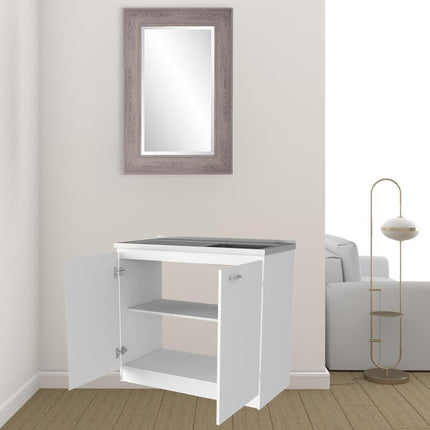 39" White Stainless Steel Accent Cabinet With Two Shelves