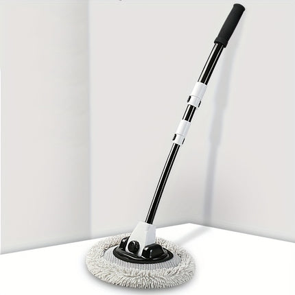 Handle, Replaceable Microfiber Brush Head, with 15° Curved 3 Section Extension Pole,