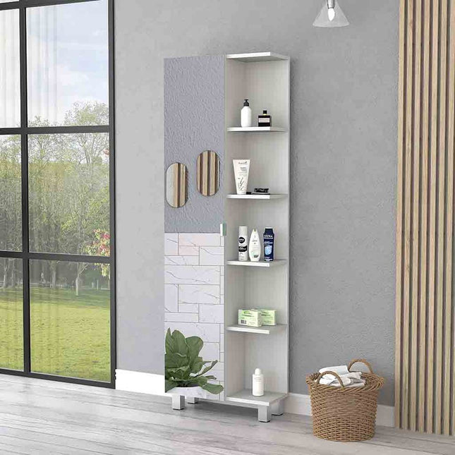 62" White Wood Accent Cabinet With Single Door