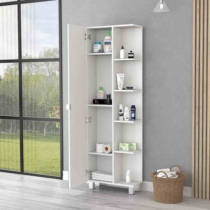 62" White Wood Accent Cabinet With Single Door