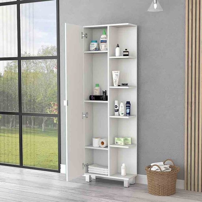 62" White Wood Accent Cabinet With Single Door