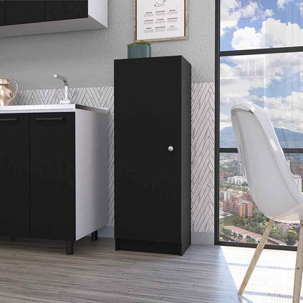 47" Black Wood Pantry Or Storage Closet