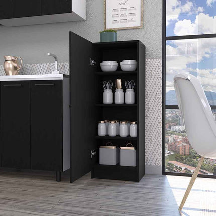 47" Black Wood Pantry Or Storage Closet