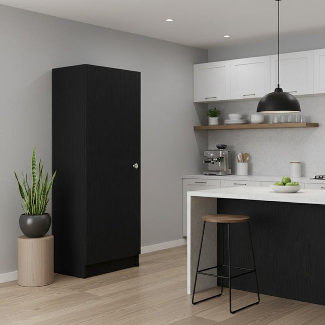 47" Black Wood Pantry Or Storage Closet