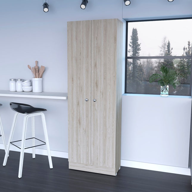 71" Light Gray Wood Pantry Or Storage Closet