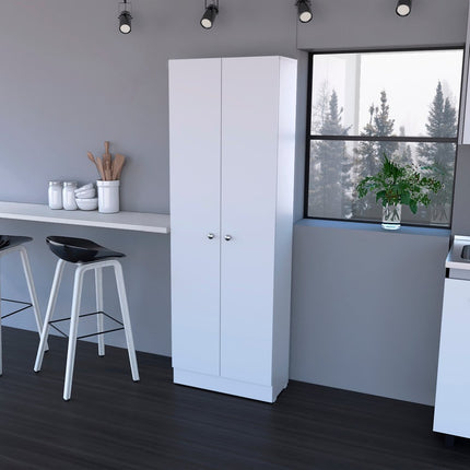 71" White Wood Pantry Or Storage Closet