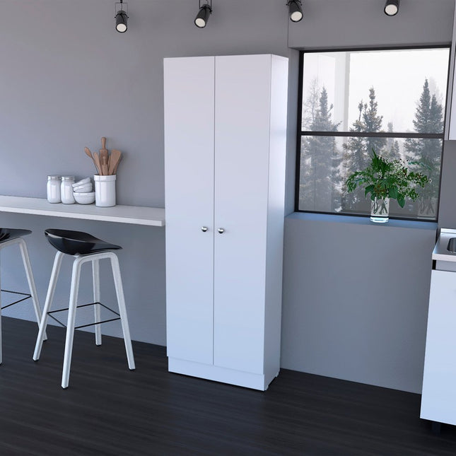 71" White Wood Pantry Or Storage Closet