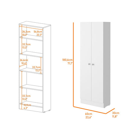 71" White Wood Pantry Or Storage Closet