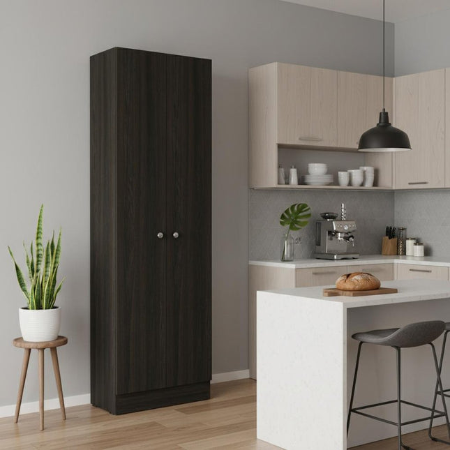 71" Espresso Wood Pantry Or Storage Closet