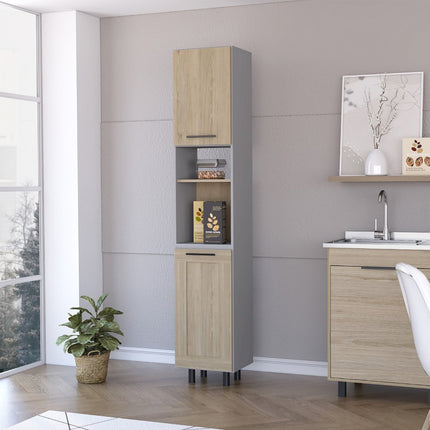 82" Gray Wood Pantry Or Storage Closet